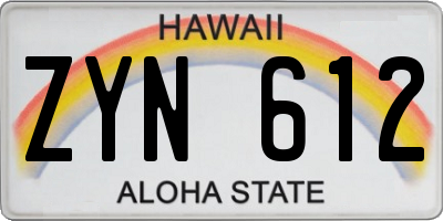 HI license plate ZYN612