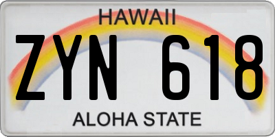 HI license plate ZYN618