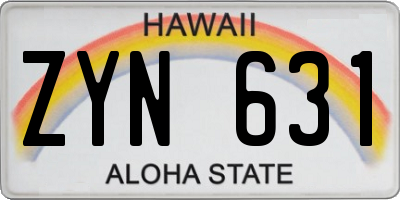 HI license plate ZYN631