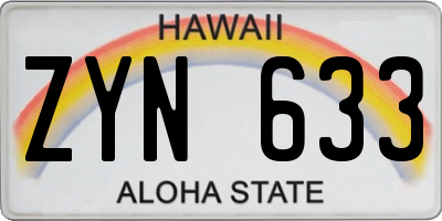 HI license plate ZYN633