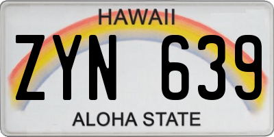 HI license plate ZYN639