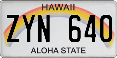 HI license plate ZYN640