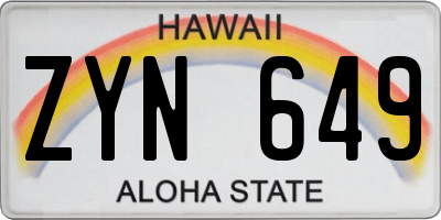 HI license plate ZYN649