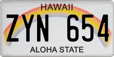 HI license plate ZYN654