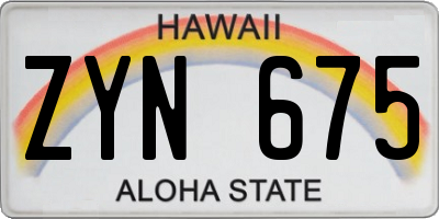 HI license plate ZYN675