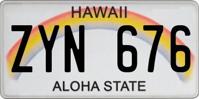 HI license plate ZYN676
