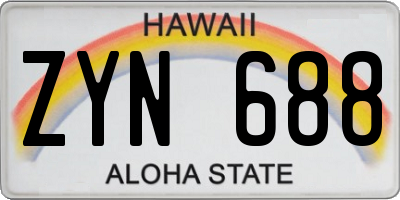 HI license plate ZYN688