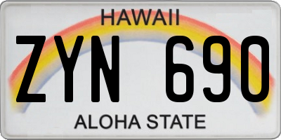 HI license plate ZYN690