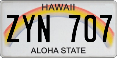 HI license plate ZYN707