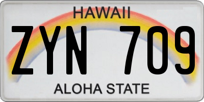HI license plate ZYN709