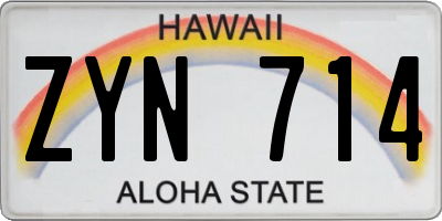 HI license plate ZYN714