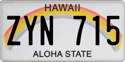 HI license plate ZYN715
