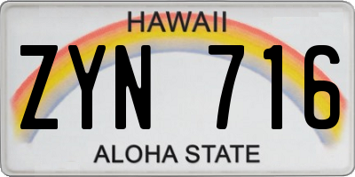 HI license plate ZYN716
