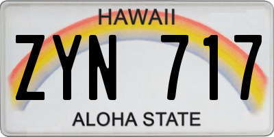 HI license plate ZYN717