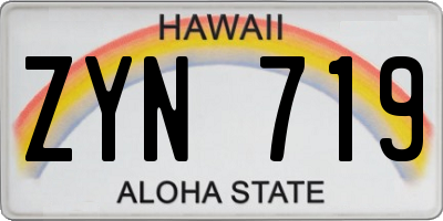 HI license plate ZYN719