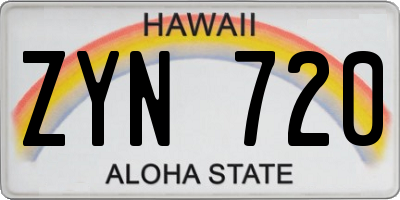 HI license plate ZYN720