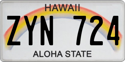 HI license plate ZYN724