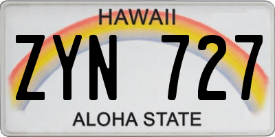 HI license plate ZYN727
