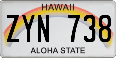 HI license plate ZYN738