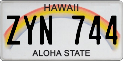 HI license plate ZYN744