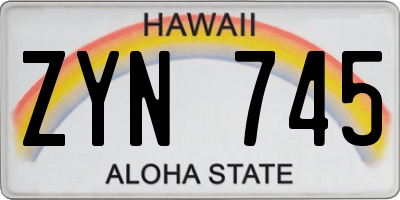 HI license plate ZYN745