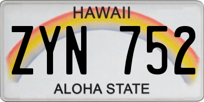 HI license plate ZYN752