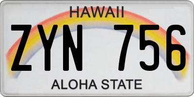 HI license plate ZYN756
