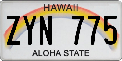 HI license plate ZYN775
