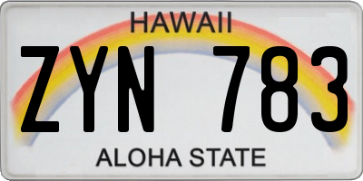 HI license plate ZYN783