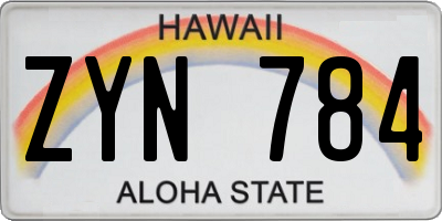 HI license plate ZYN784