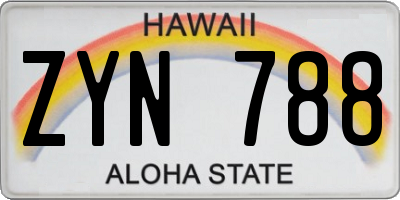 HI license plate ZYN788
