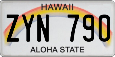 HI license plate ZYN790