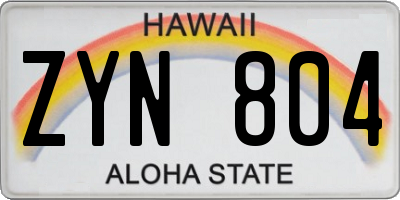 HI license plate ZYN804