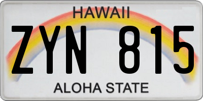 HI license plate ZYN815