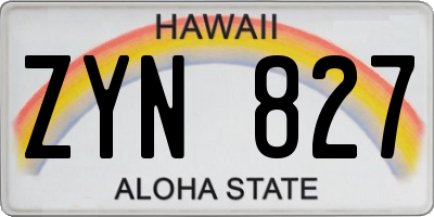 HI license plate ZYN827