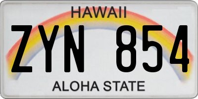 HI license plate ZYN854
