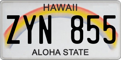 HI license plate ZYN855