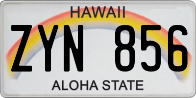 HI license plate ZYN856