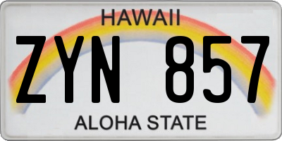 HI license plate ZYN857