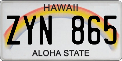HI license plate ZYN865