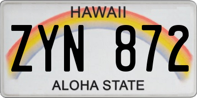 HI license plate ZYN872