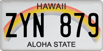 HI license plate ZYN879