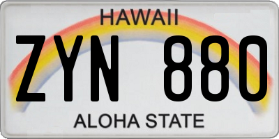 HI license plate ZYN880