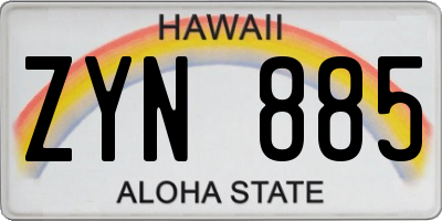 HI license plate ZYN885