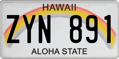 HI license plate ZYN891