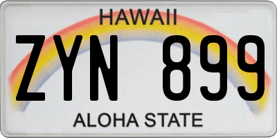HI license plate ZYN899