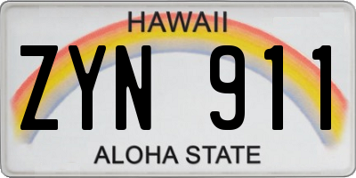 HI license plate ZYN911