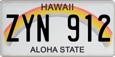 HI license plate ZYN912