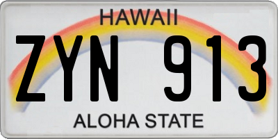 HI license plate ZYN913
