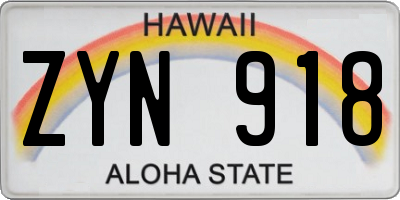 HI license plate ZYN918